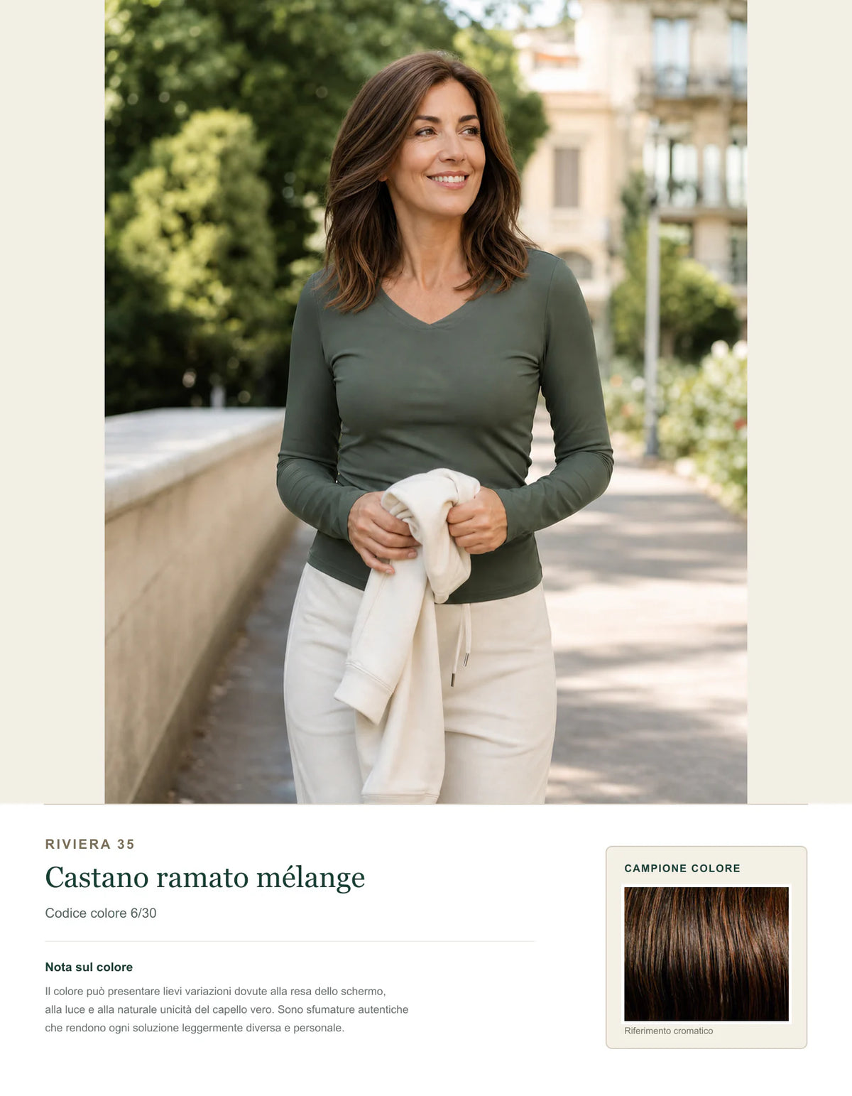 Riviera 35 — Topper Donna in Capelli Veri — scheda colore Castano Rosso Mix — 6/30