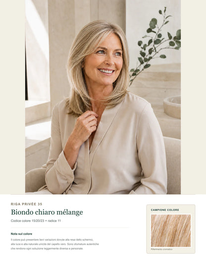 Riga Privée 35 — Topper Donna Premium — scheda colore Biondo Chiaro Mix — 15/20/23+Root11
