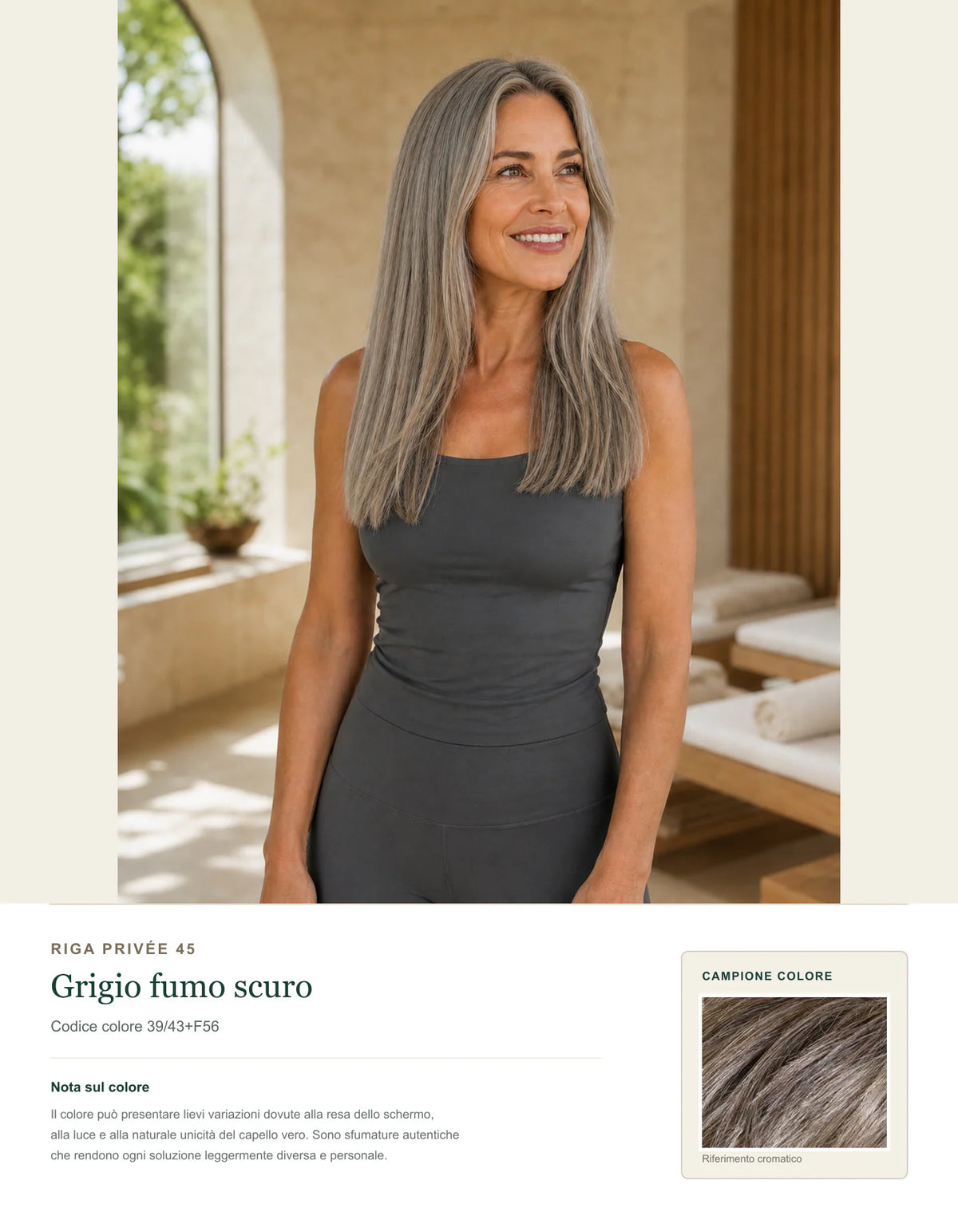 Riga Privée 45 — Topper Donna Premium — scheda colore Grigio Fumo Scuro — 39/43+F56