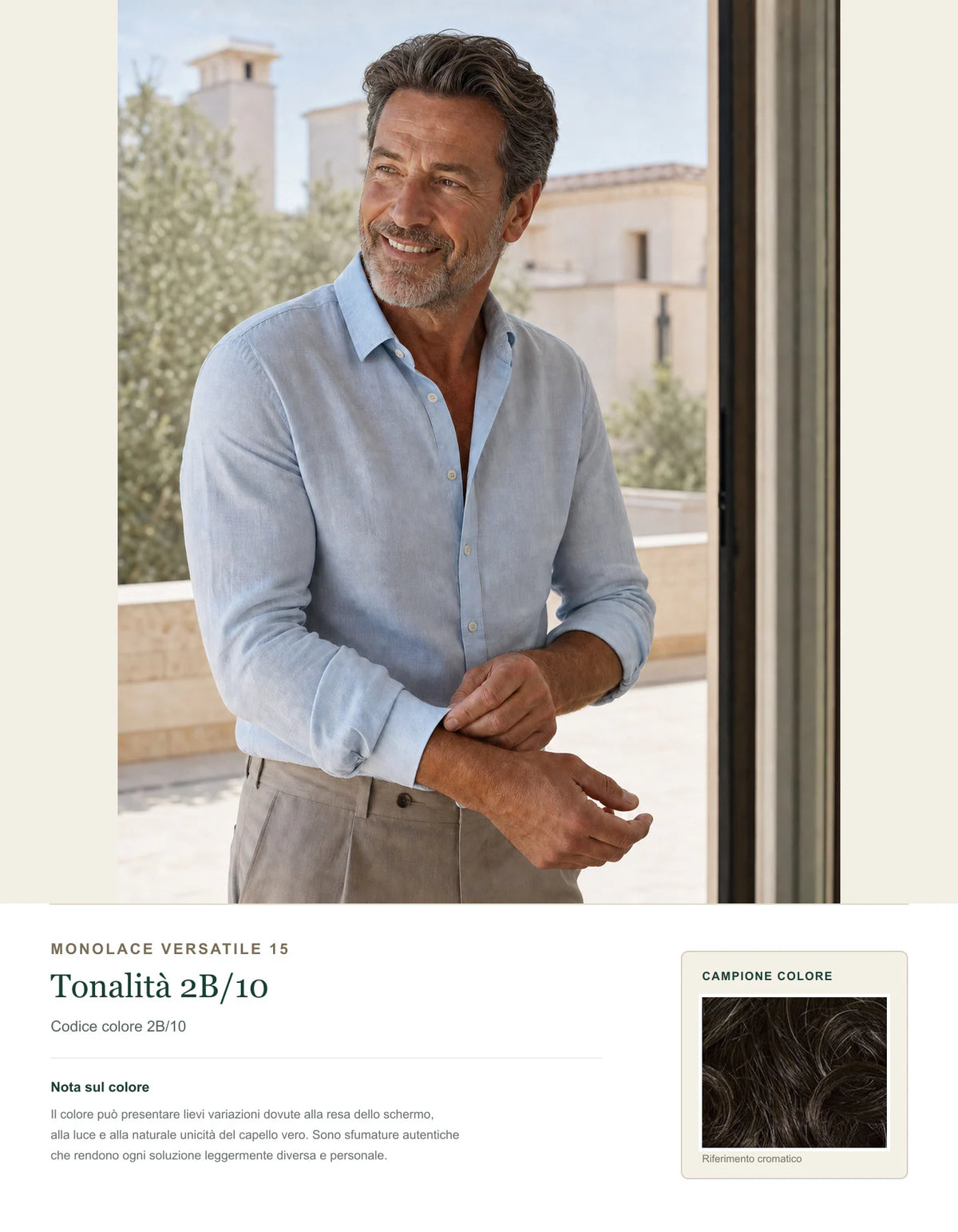 Monolace Versatile 15 — Sistema Capillare Uomo — scheda colore 2B/10